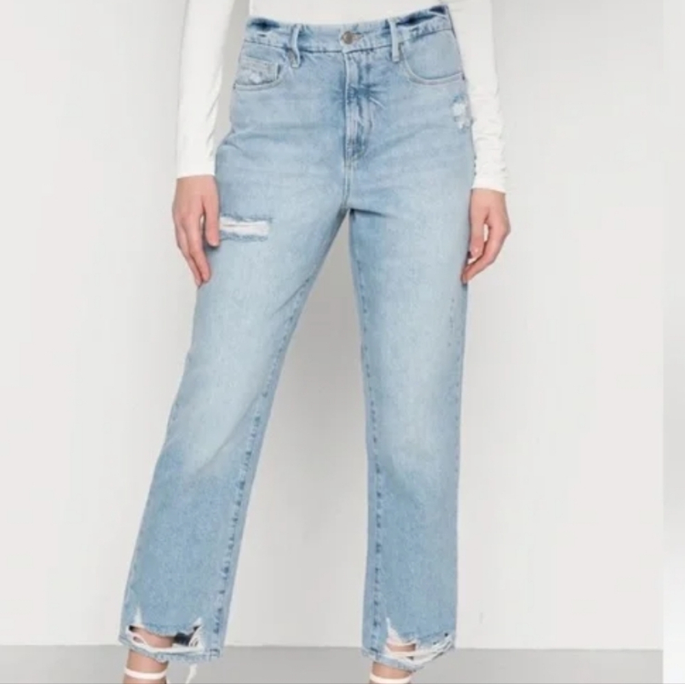 Good American Good Boy Straight Distressed Denim Jeans